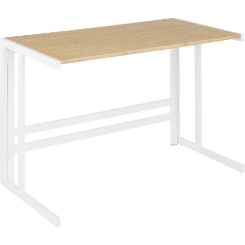 Roman Desk in Natural Bamboo & White Metal